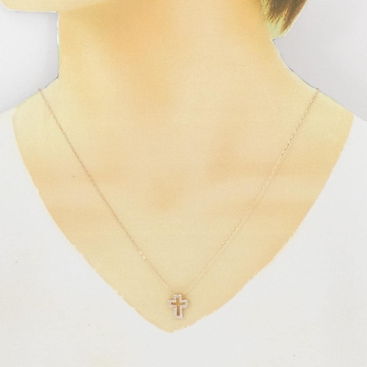 K18PG クロス ダイヤモンド ネックレス 0.20CT