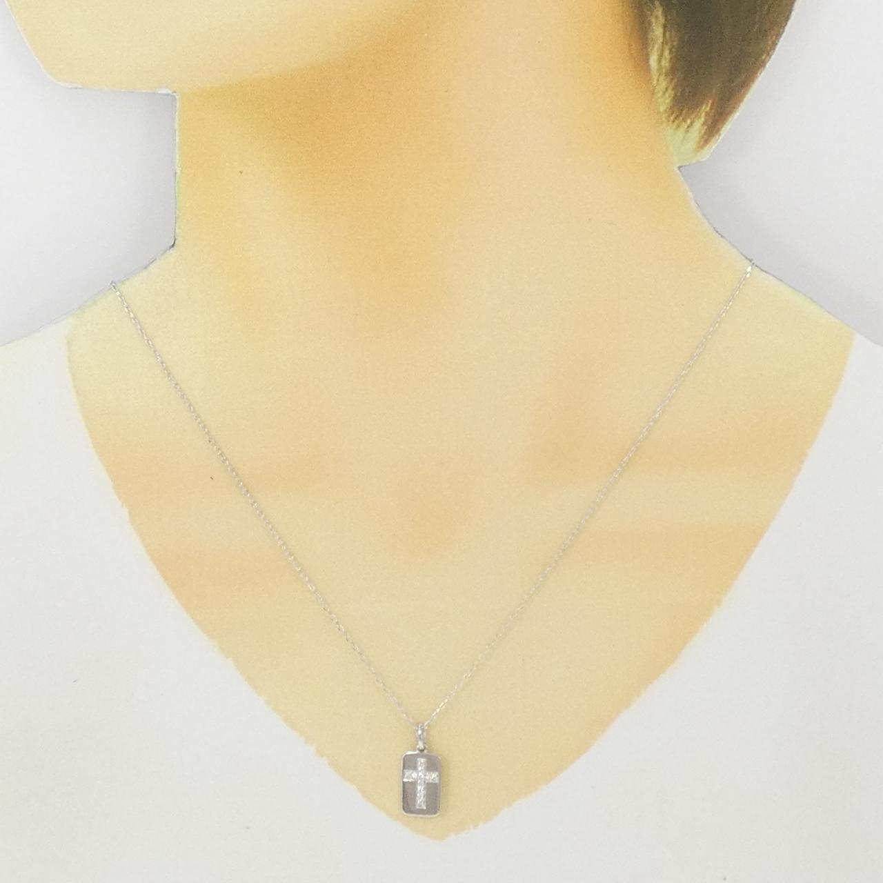 K18WG クロス ダイヤモンド ネックレス 0.10CT