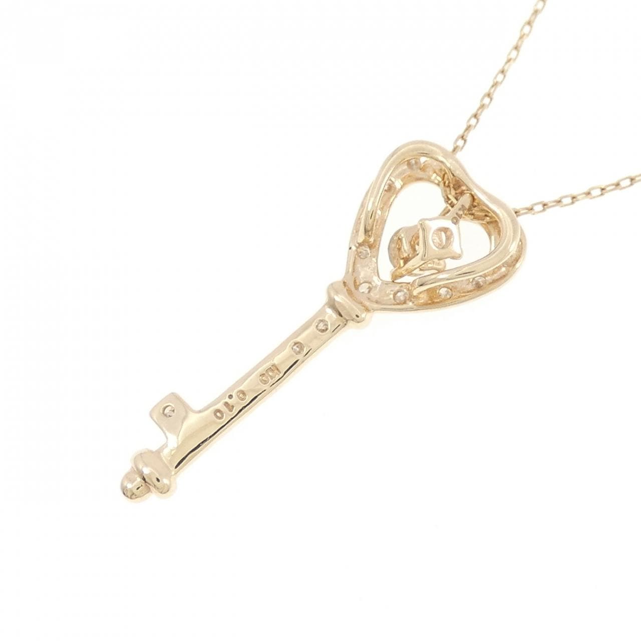 K10YG ハート×キー ダイヤモンド ネックレス 0.10CT