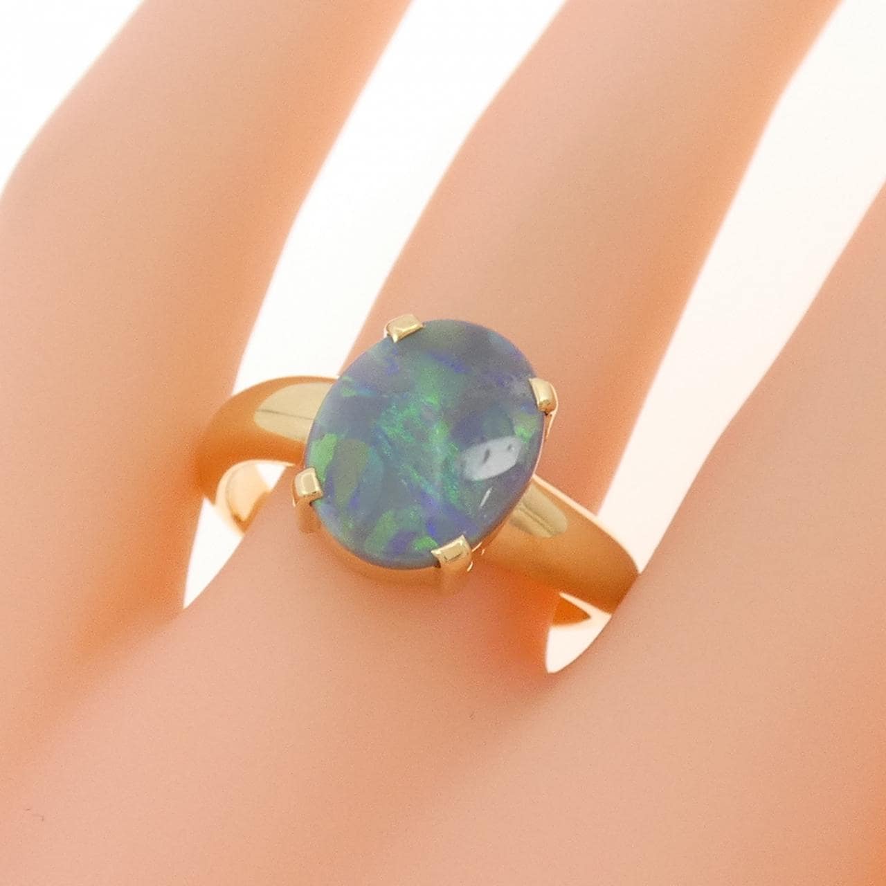 750YG ブラックオパール リング