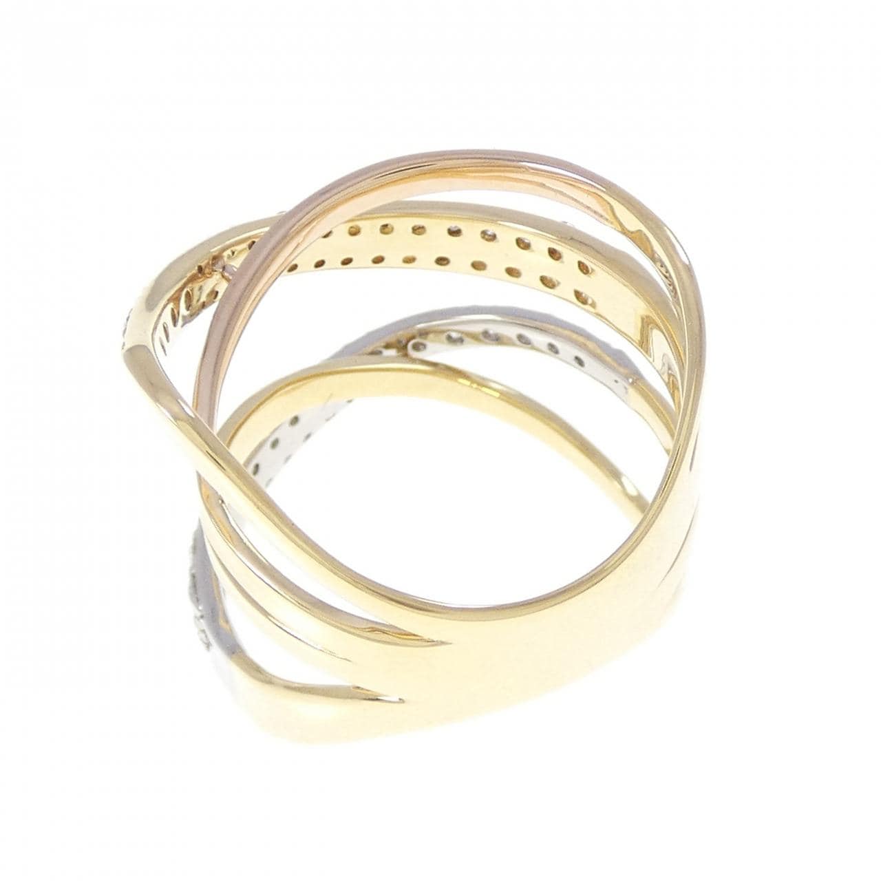 K18YG/PT900/K18PG ダイヤモンド リング 0.86CT