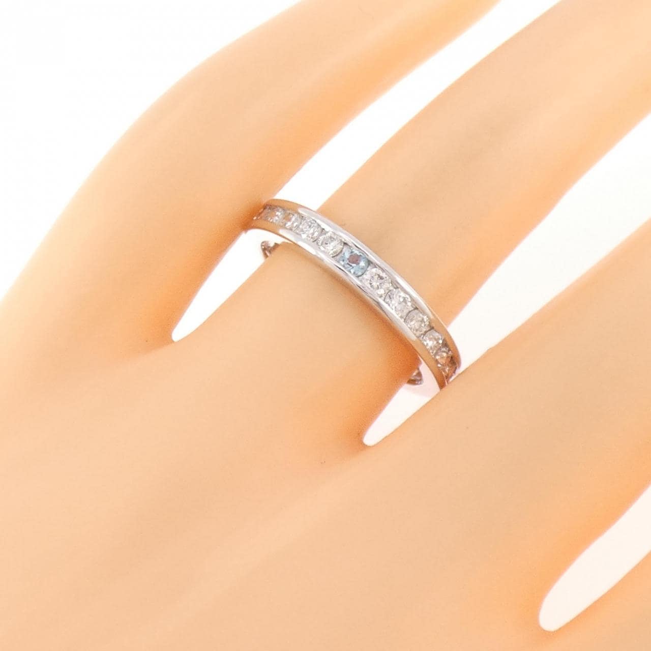 K18WG フルエタニティ アクアマリン リング 0.040CT