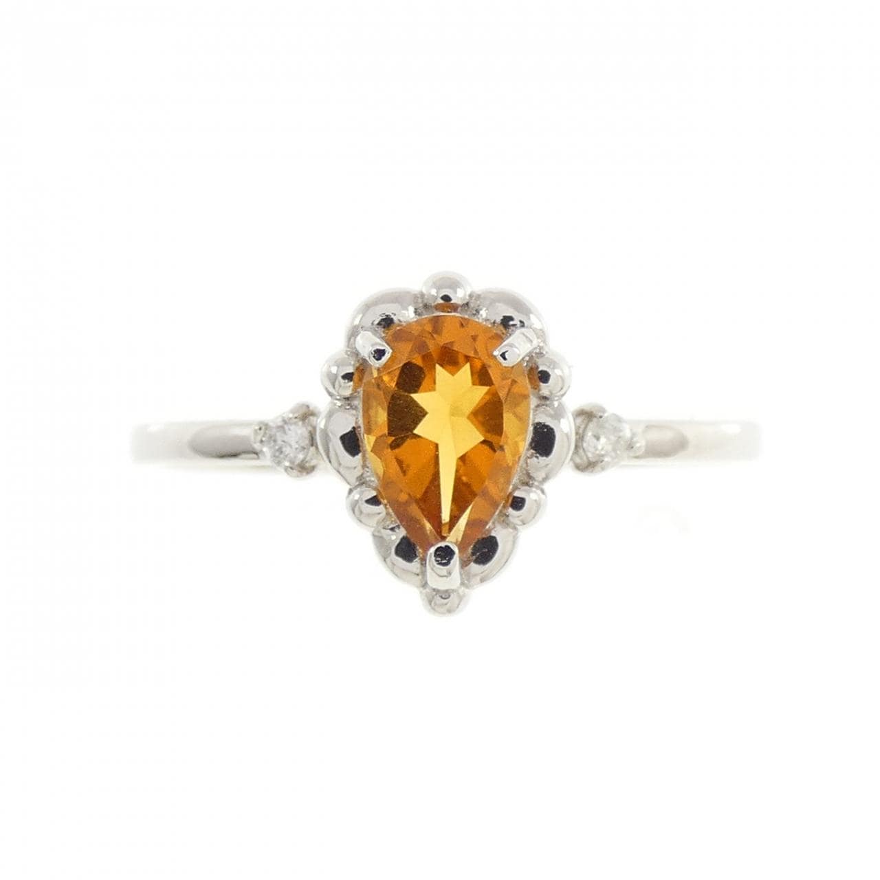 PT950 シトリン リング 0.40CT