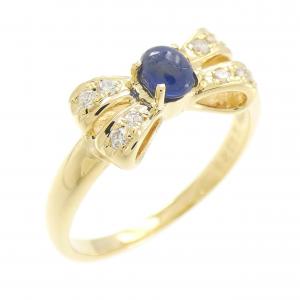 K18YG リボン サファイヤ リング 0.32CT