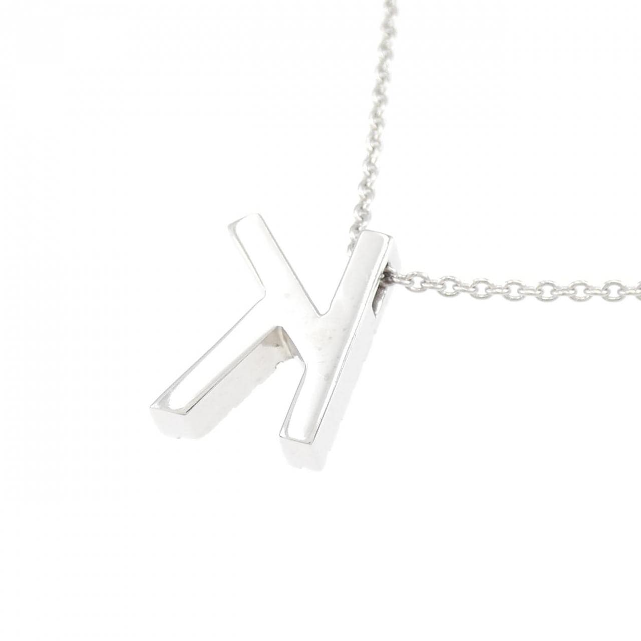 K18WG Initial K Diamond Necklace 0.16CT