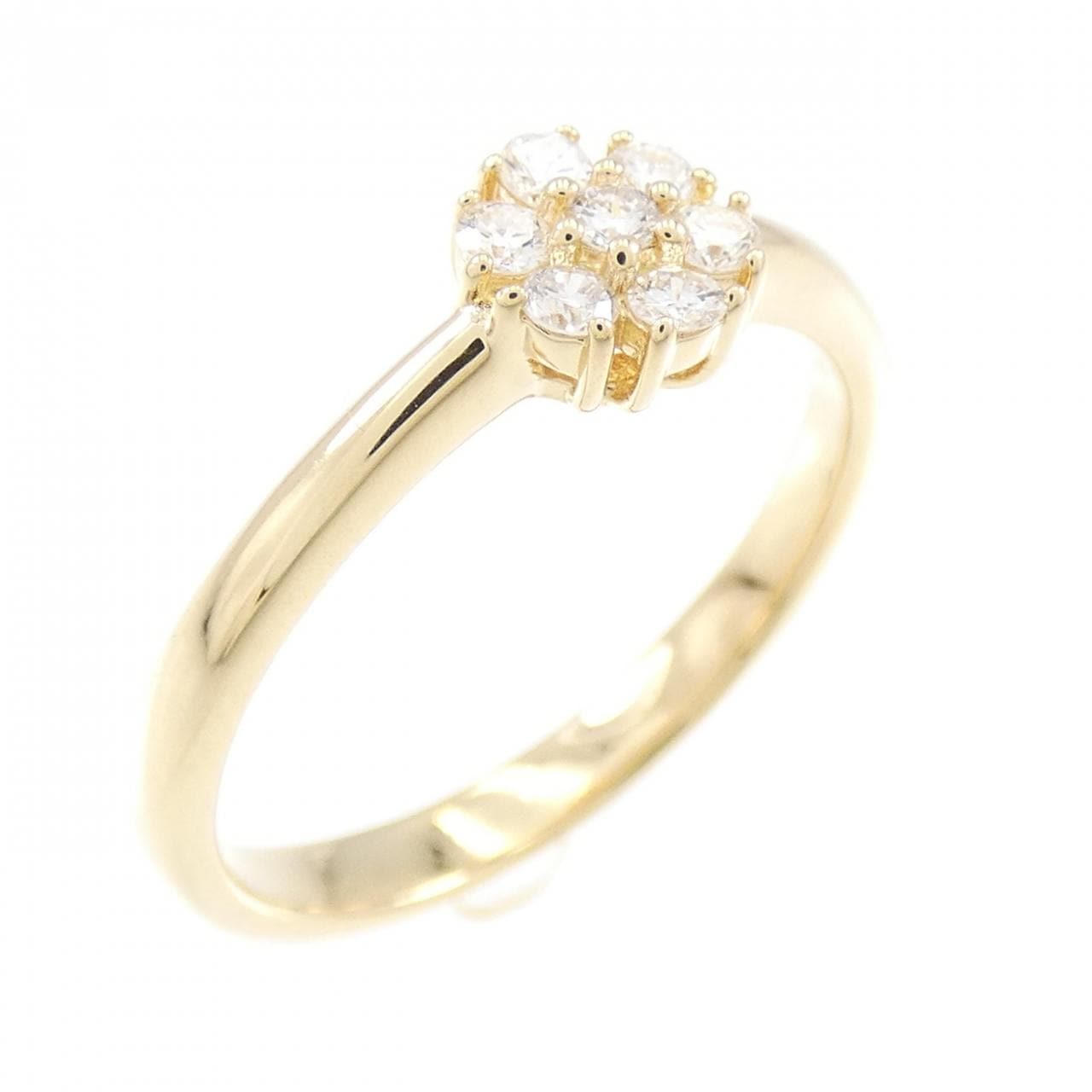 [Remake] K18YG Flower Diamond Ring 0.15CT