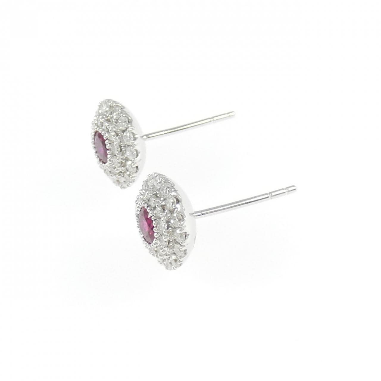 K18WG/750WG ルビー ピアス 0.54CT