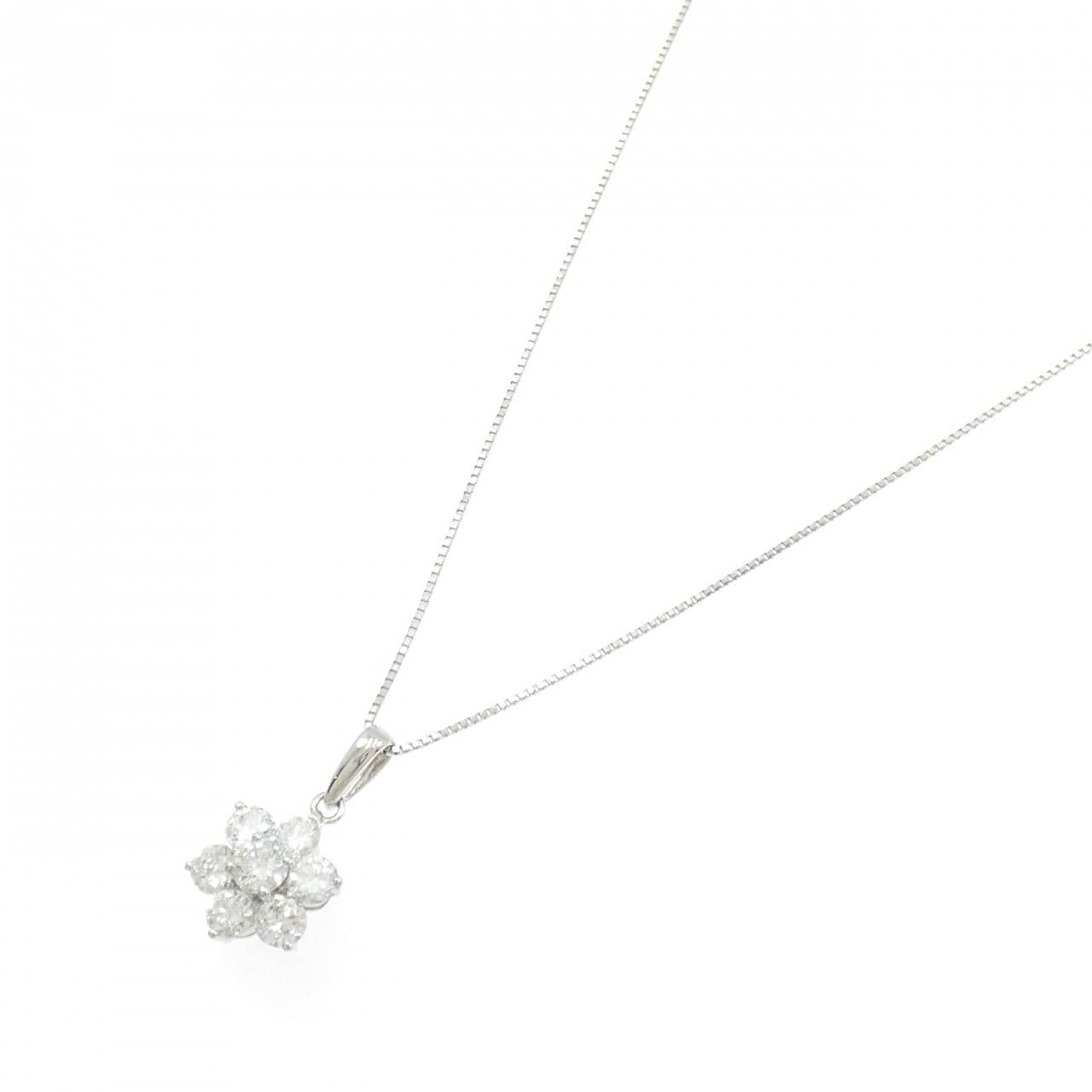 PT900/PT850 フラワー ダイヤモンド ネックレス 1.17CT