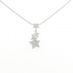 K18WG/750WG スター パヴェ ダイヤモンド ネックレス 0.20CT