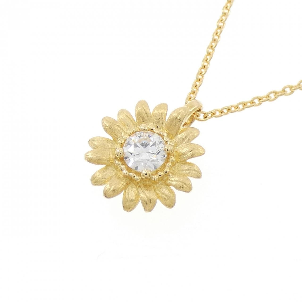 K18YG 花朵鑽石項鍊 0.347克拉