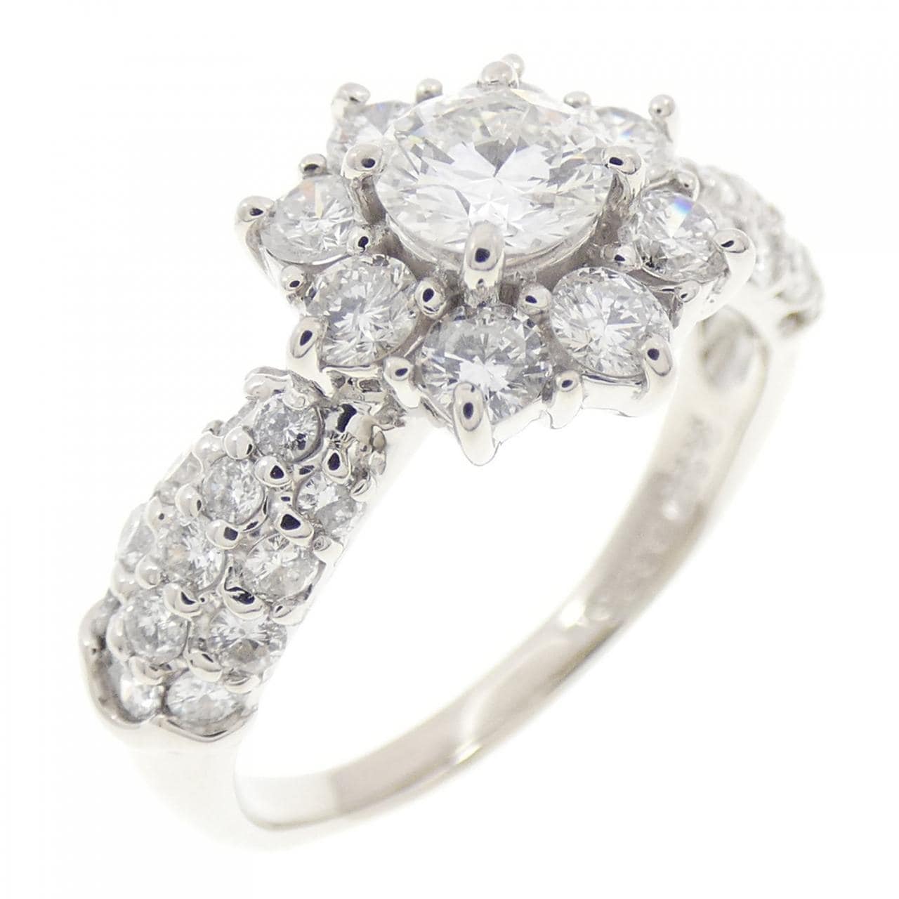PT900 フラワー ダイヤモンド リング 0.396CT
