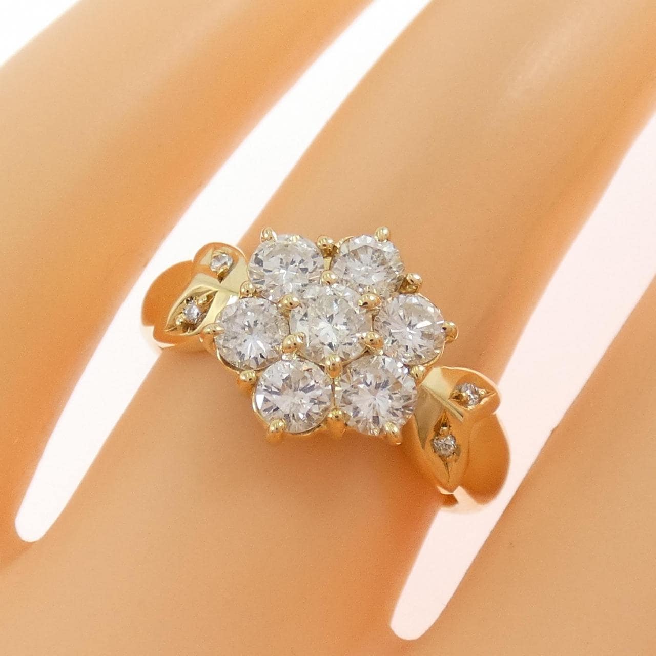 K18YG フラワー ダイヤモンド リング 1.00CT