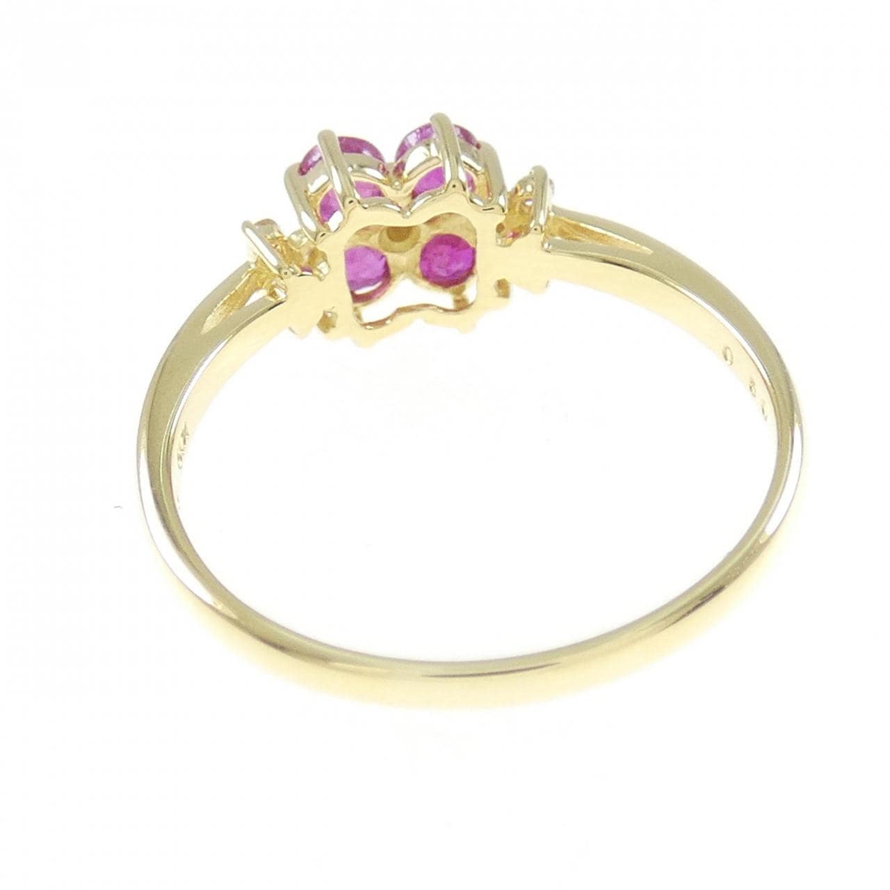 K18YG フラワー ルビー リング 0.50CT