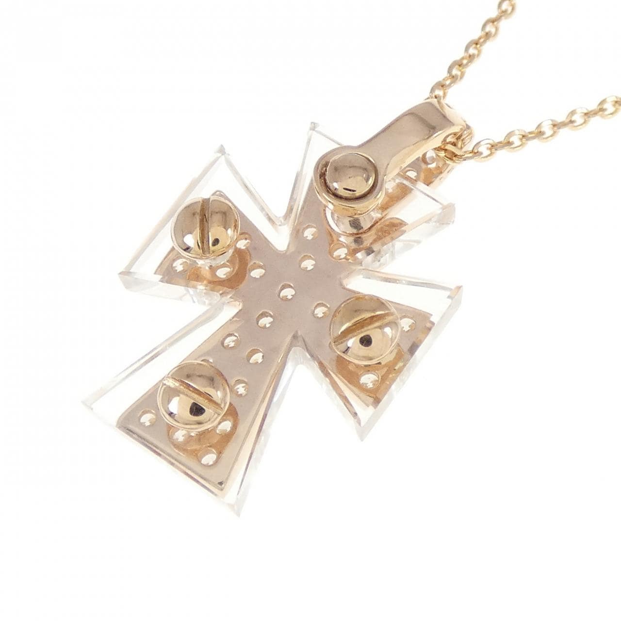 K18PG Cross Quartz Necklace