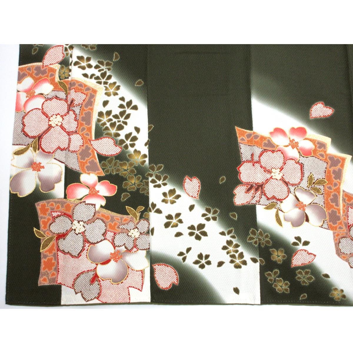 振袖　ふくれ織　友禅金彩加工　ボカシ染