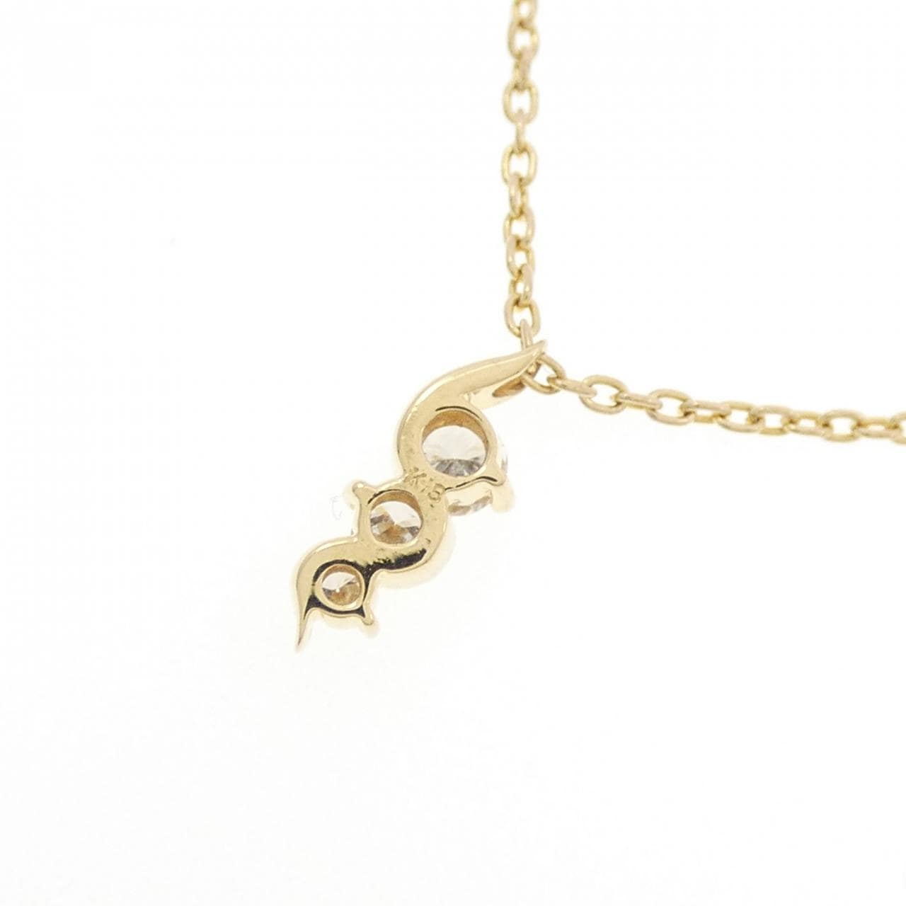 K18YG スリーストーン ダイヤモンド ネックレス 0.15CT