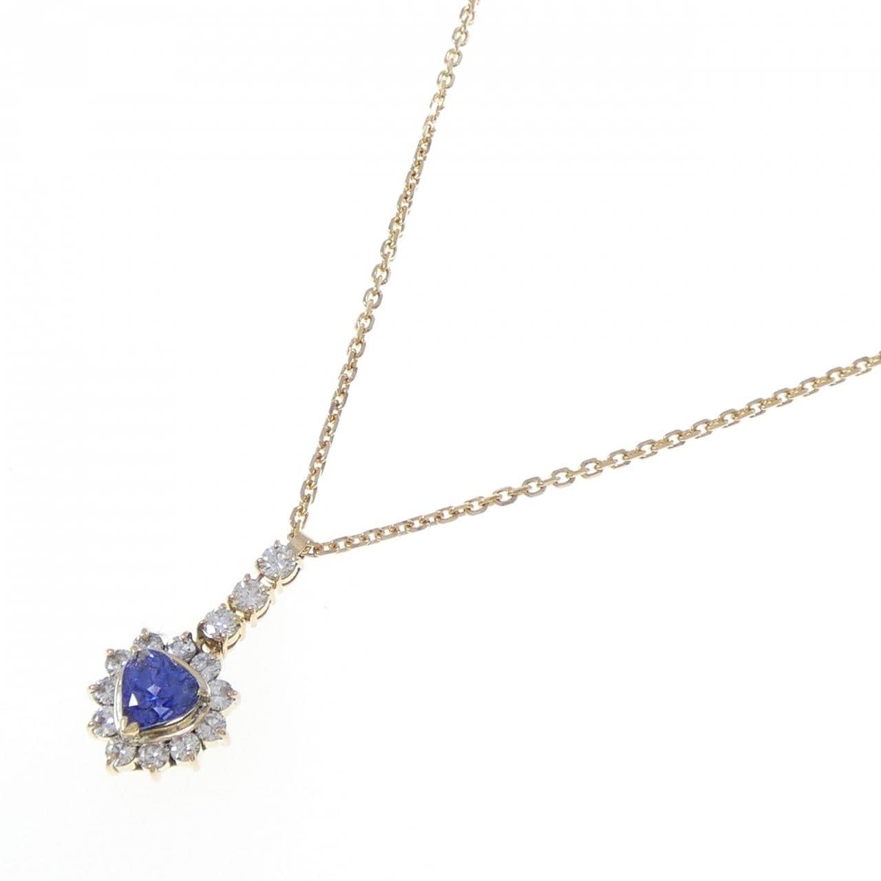 K18YG ハート サファイヤ ネックレス 1.84CT
