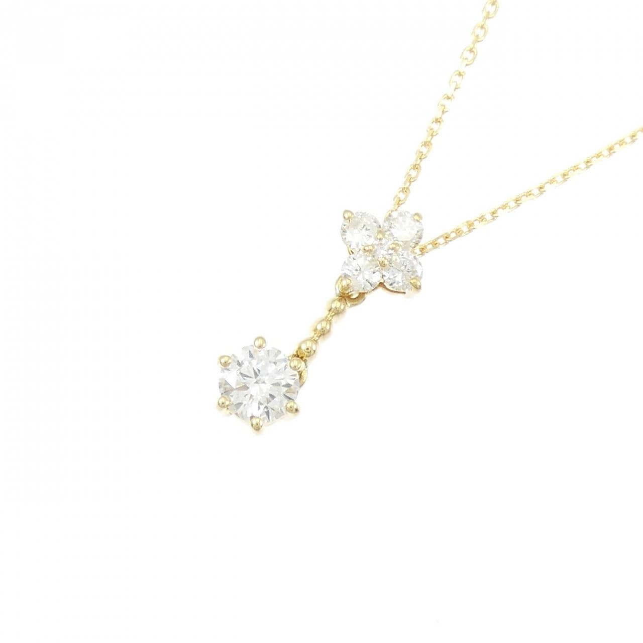 K18YG フラワー ダイヤモンド ネックレス 0.22CT