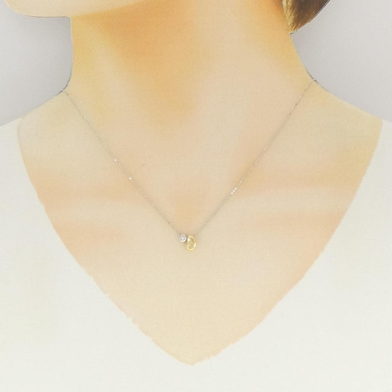 K18YG/PT900/PT850 2WAY ダイヤモンド ネックレス 0.01CT