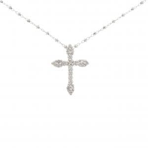 K18WG クロス ダイヤモンド ネックレス 0.30CT