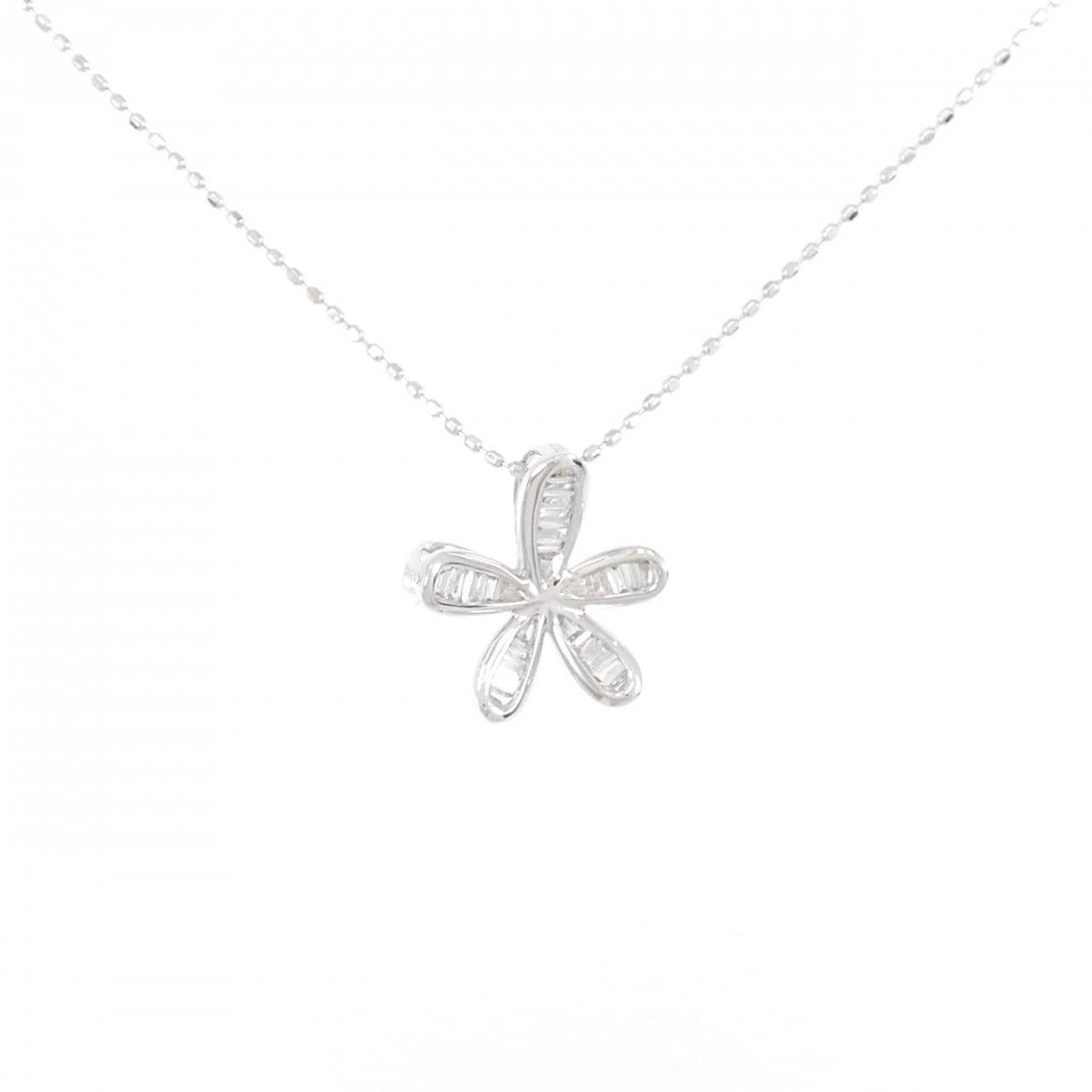 K18WG flower Diamond necklace 0.20CT