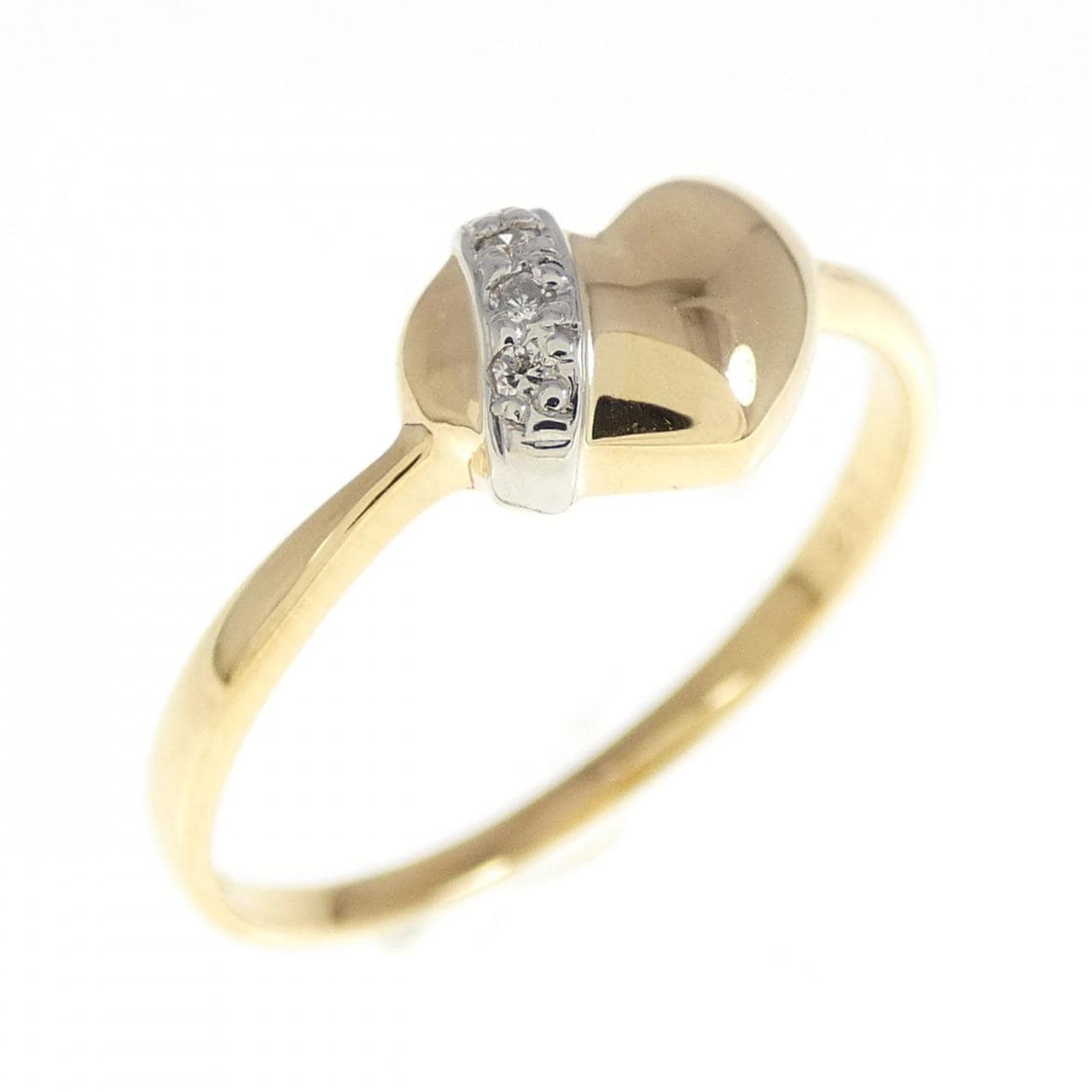 K18YG/PT900 ハート ダイヤモンド リング 0.02CT