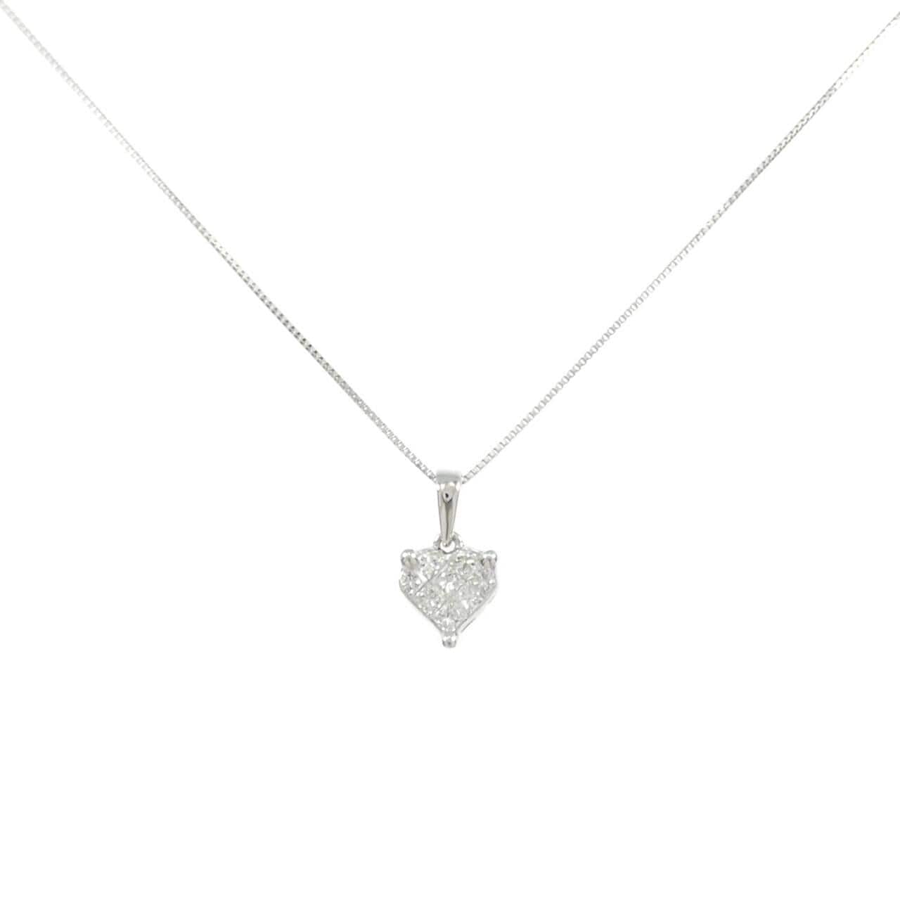 K18WG ハート ダイヤモンド ネックレス 0.30CT
