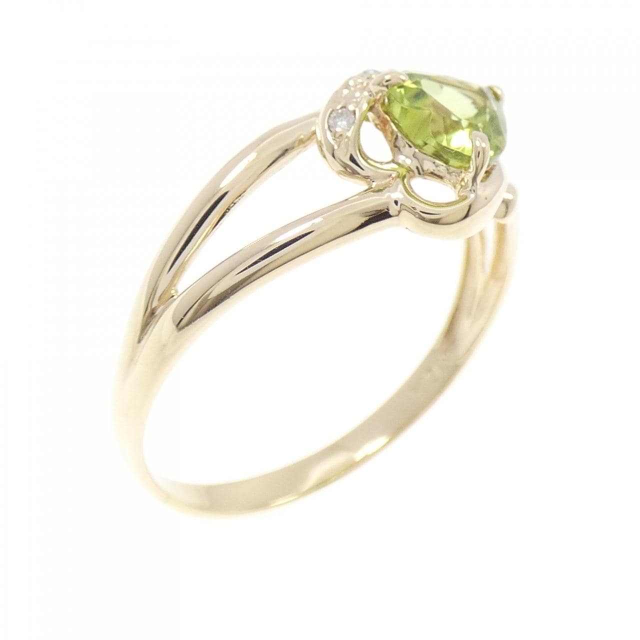 K10YG ハート ペリドット リング