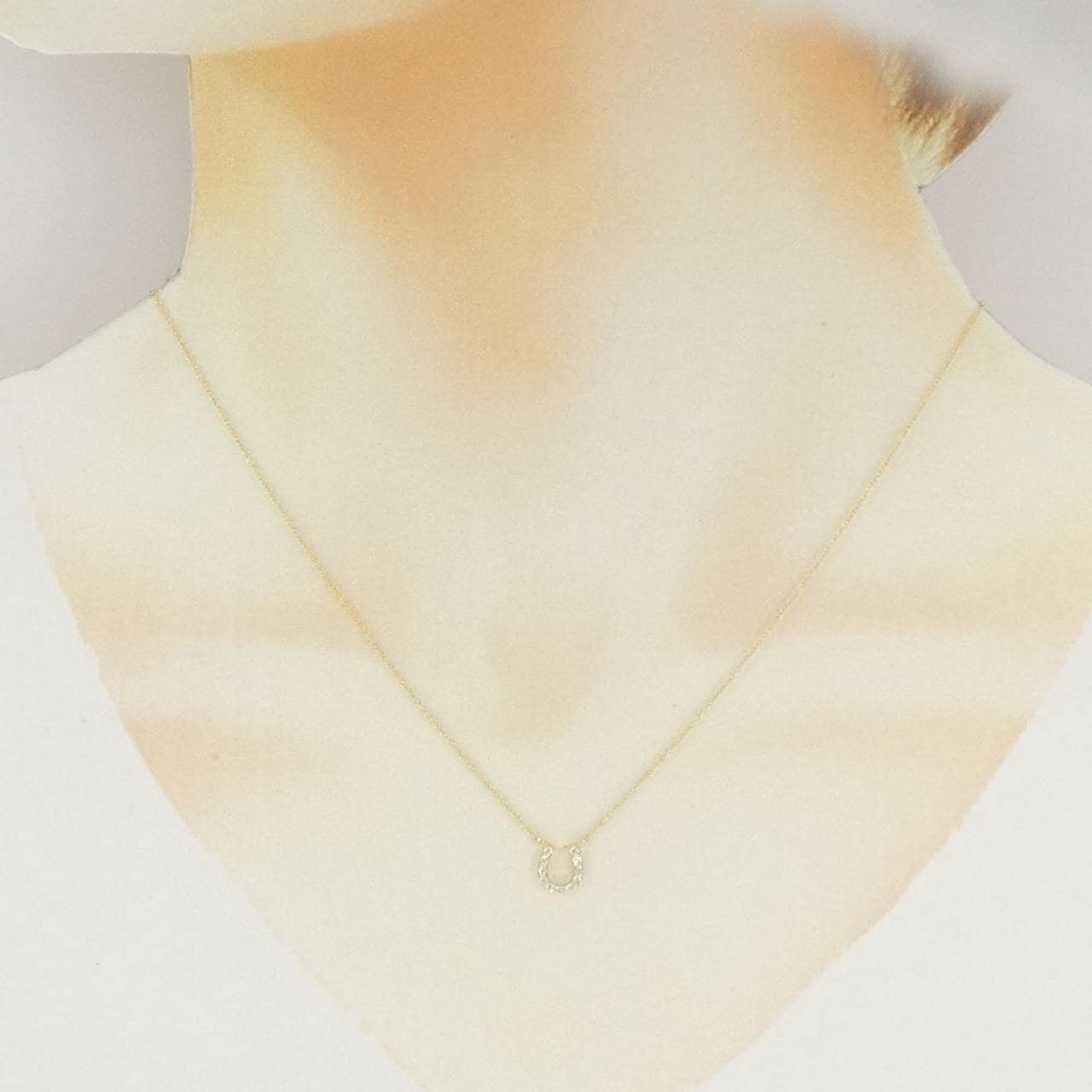 K18YG ホースシュー ダイヤモンド ネックレス 0.11CT