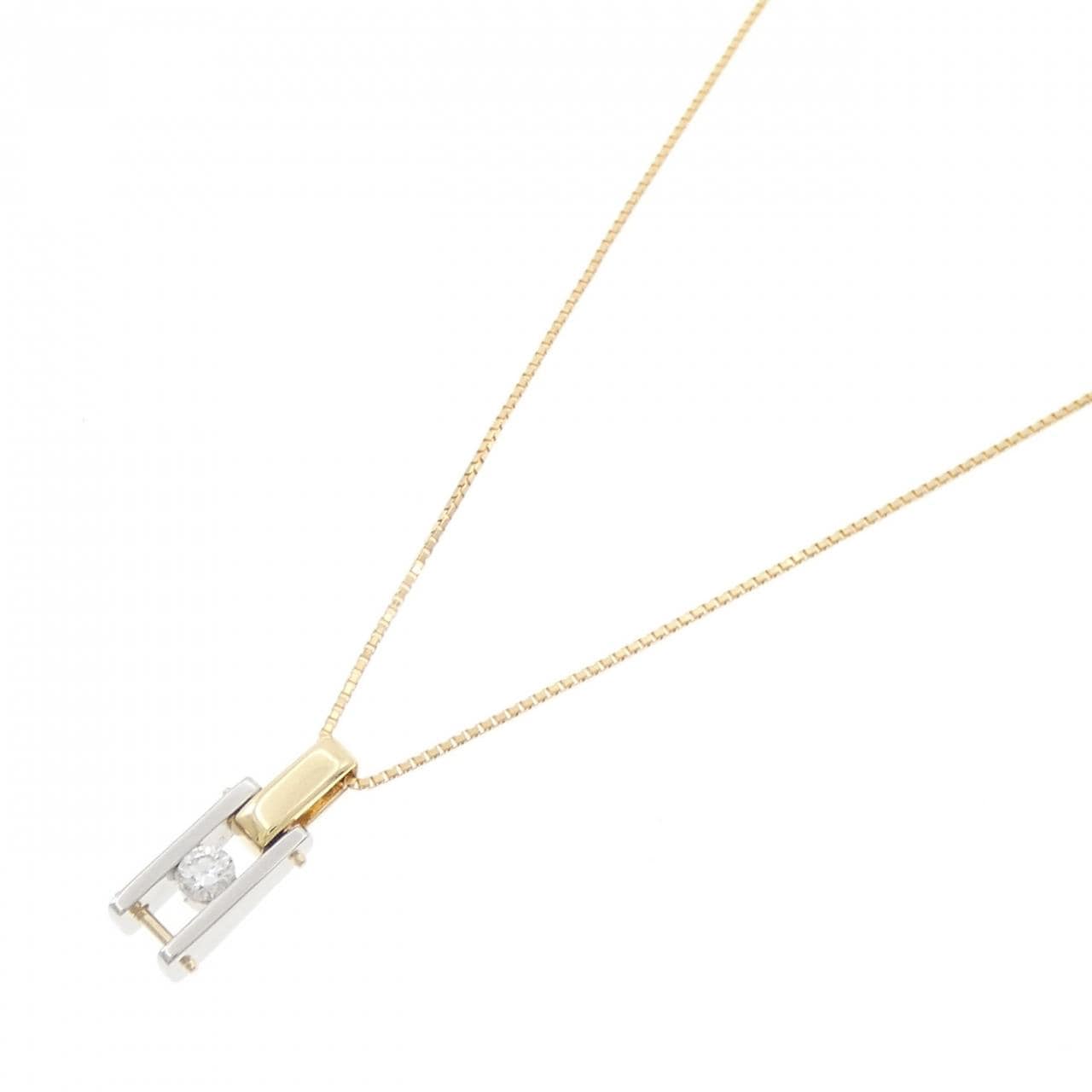 K18YG/PT900 ダイヤモンド ネックレス 0.10CT
