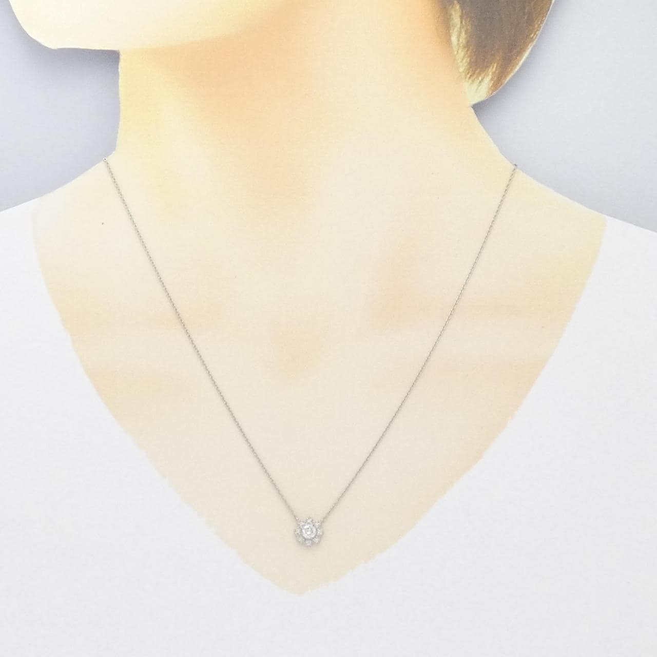 PT フラワー ダイヤモンド ネックレス 0.20CT