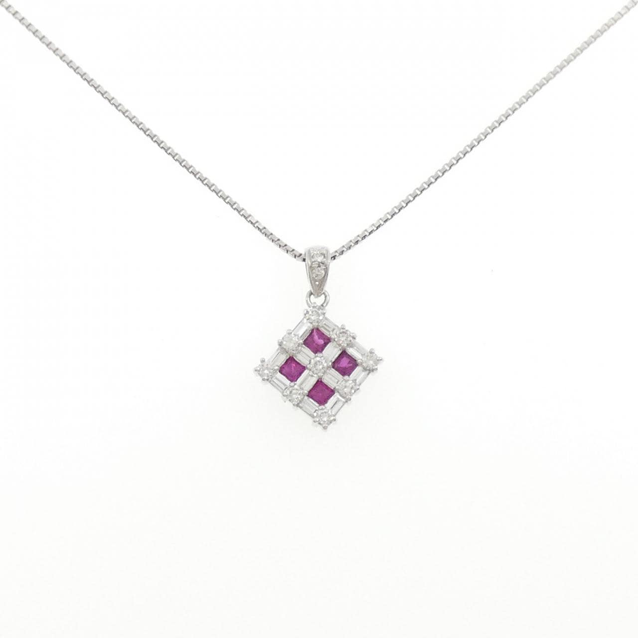 PT900/PT850 ルビー ネックレス 0.68CT