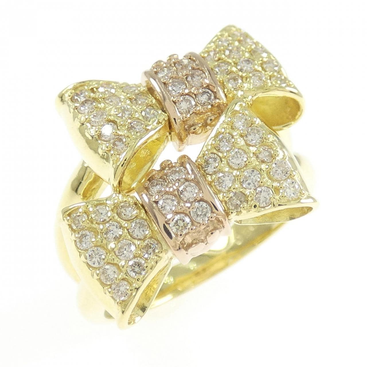 K18YG/K18PG リボン ダイヤモンド リング 0.50CT