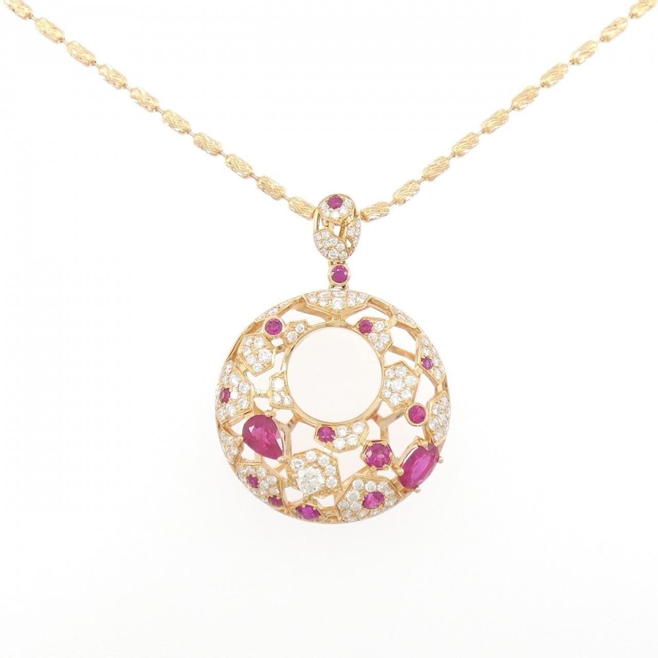18KPG/K18PG ルビー ネックレス 1.97CT