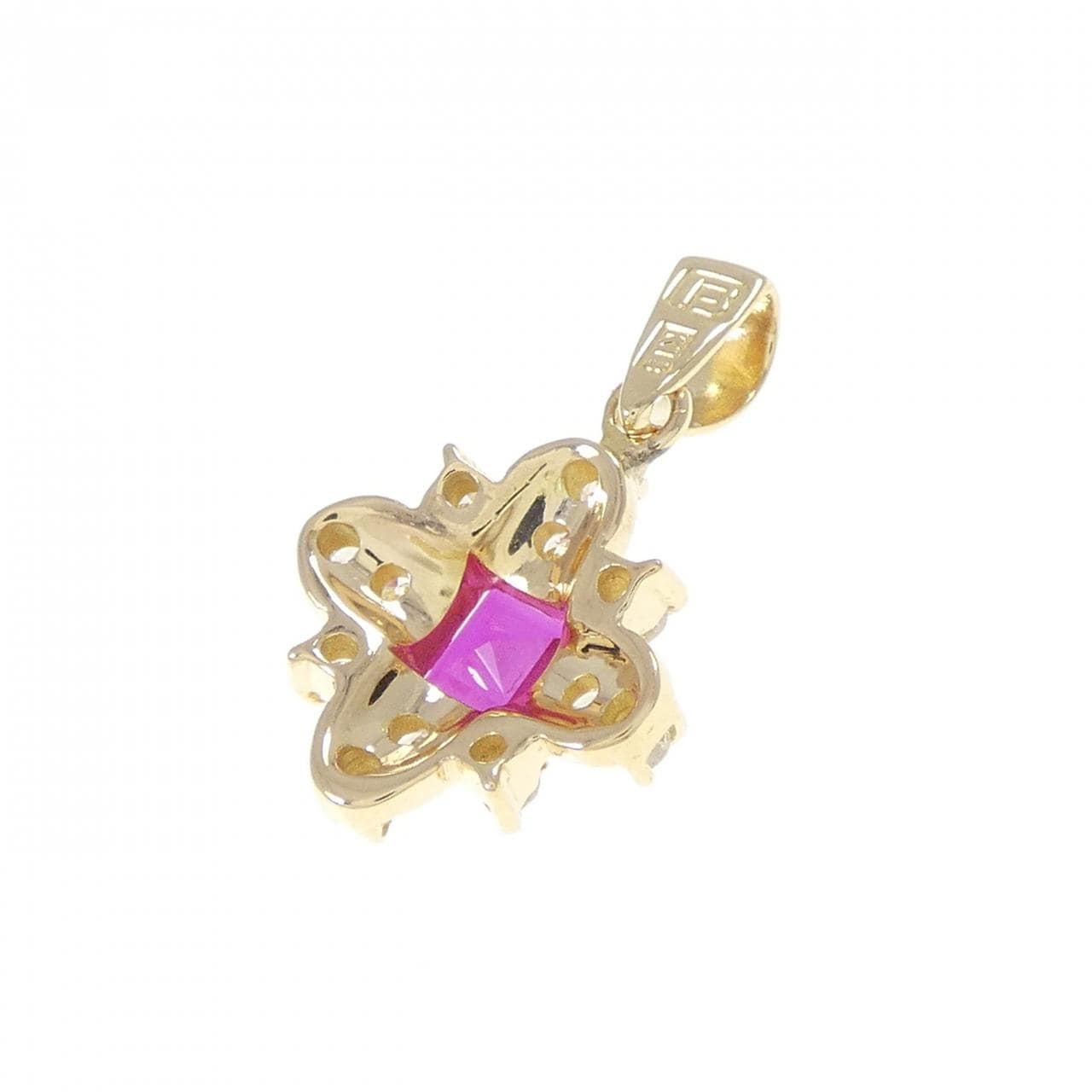 K18YG 合成ルビー ペンダント