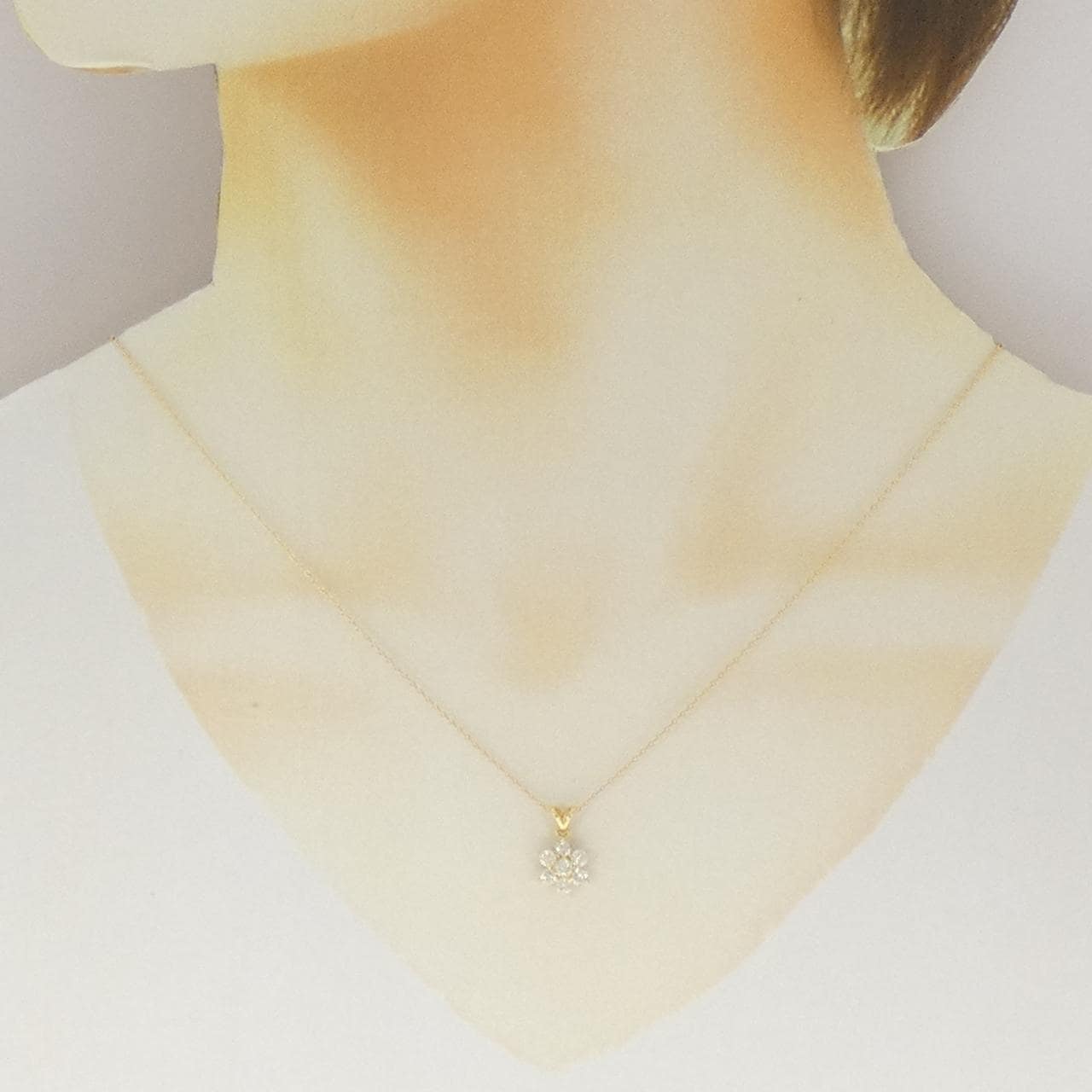 K18YG フラワー ダイヤモンド ネックレス 0.50CT