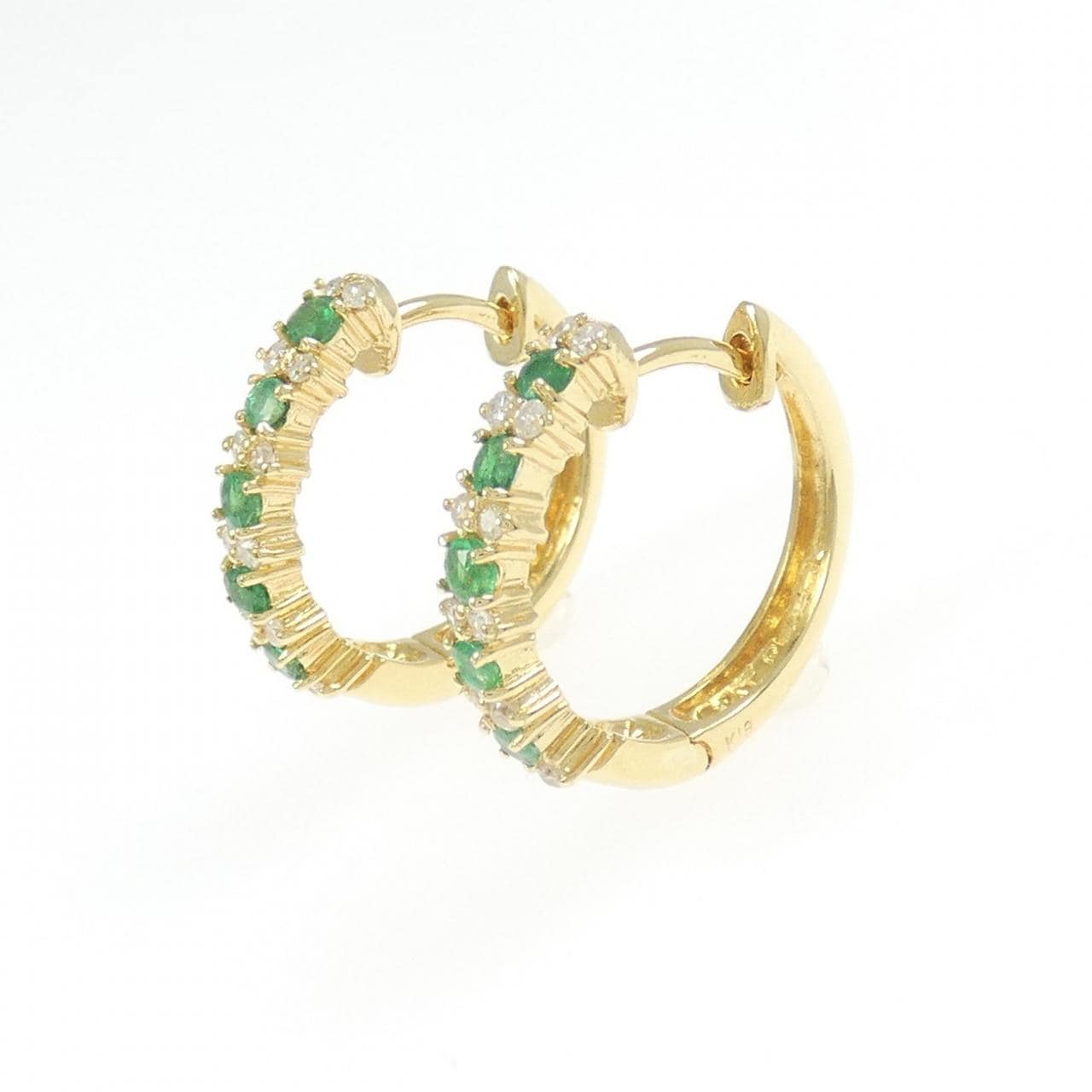 K18YG エメラルド フープ ピアス