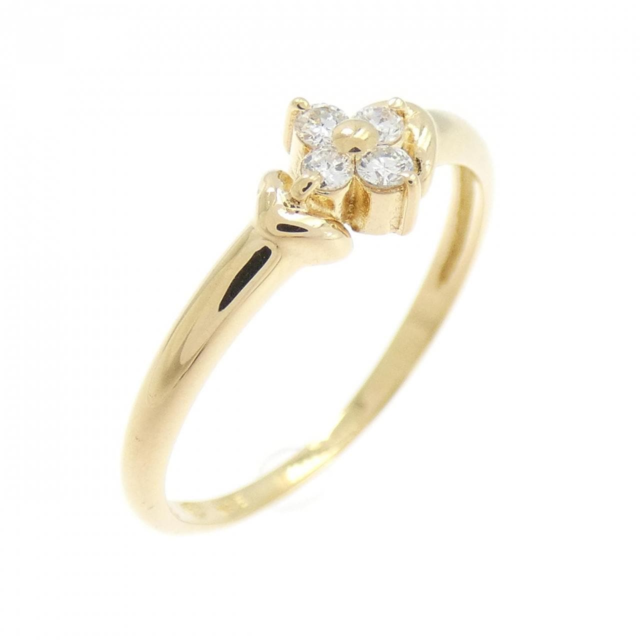 K18YG フラワー ダイヤモンド リング