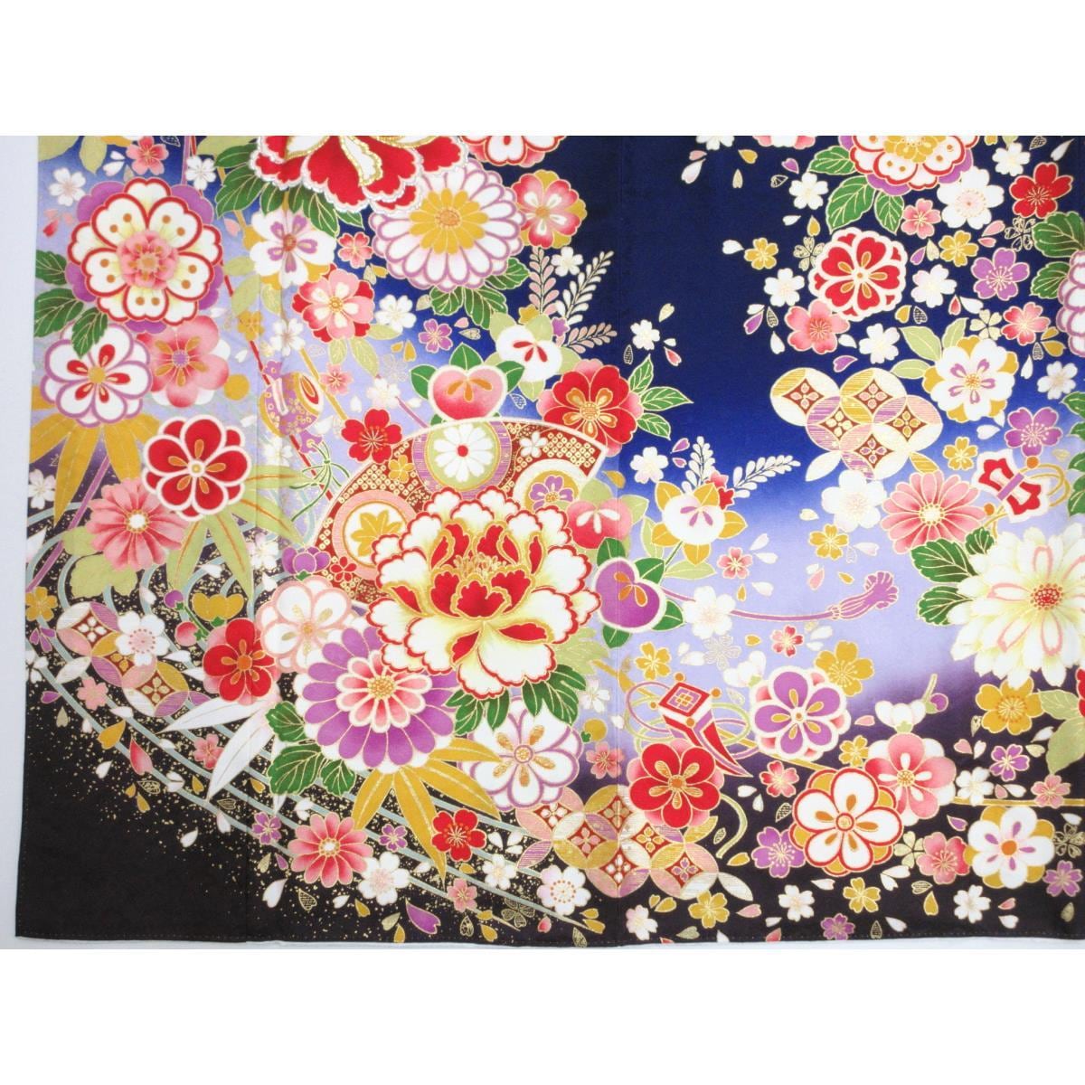 【未使用品】振袖　友禅金彩加工　刺繍入りボカシ染　きもの・長襦袢　２点セット