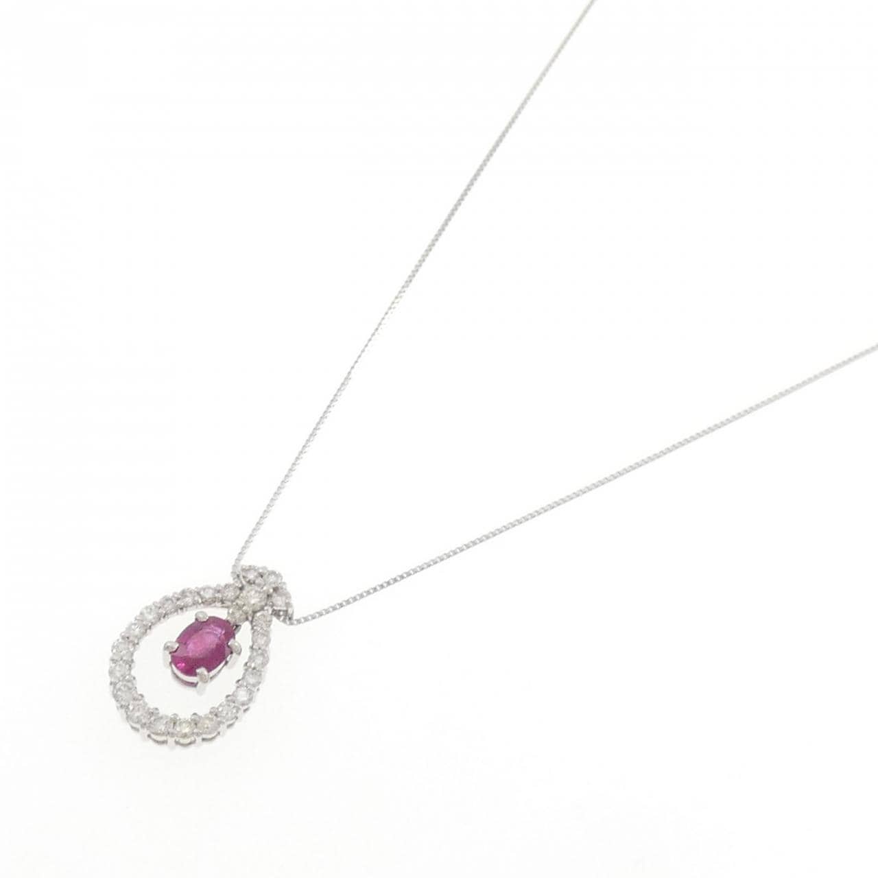 K18WG ルビー ネックレス 0.63CT