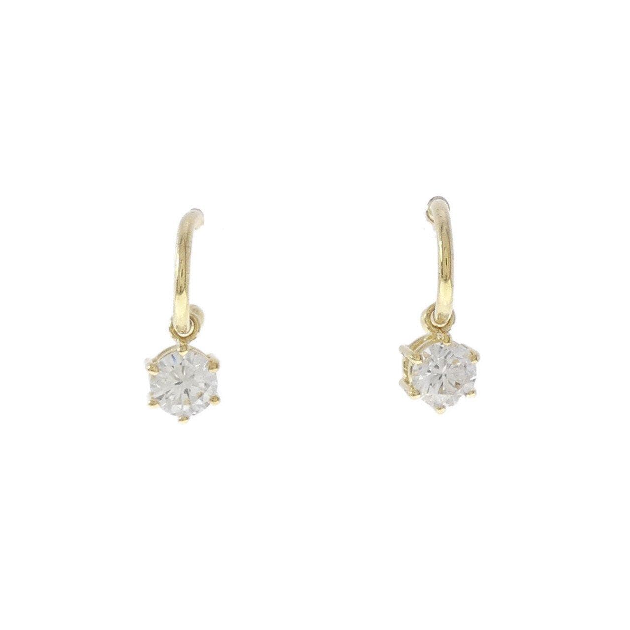 K18YG ダイヤモンド ピアス 0.305CT 0.335CT H SI1 VG