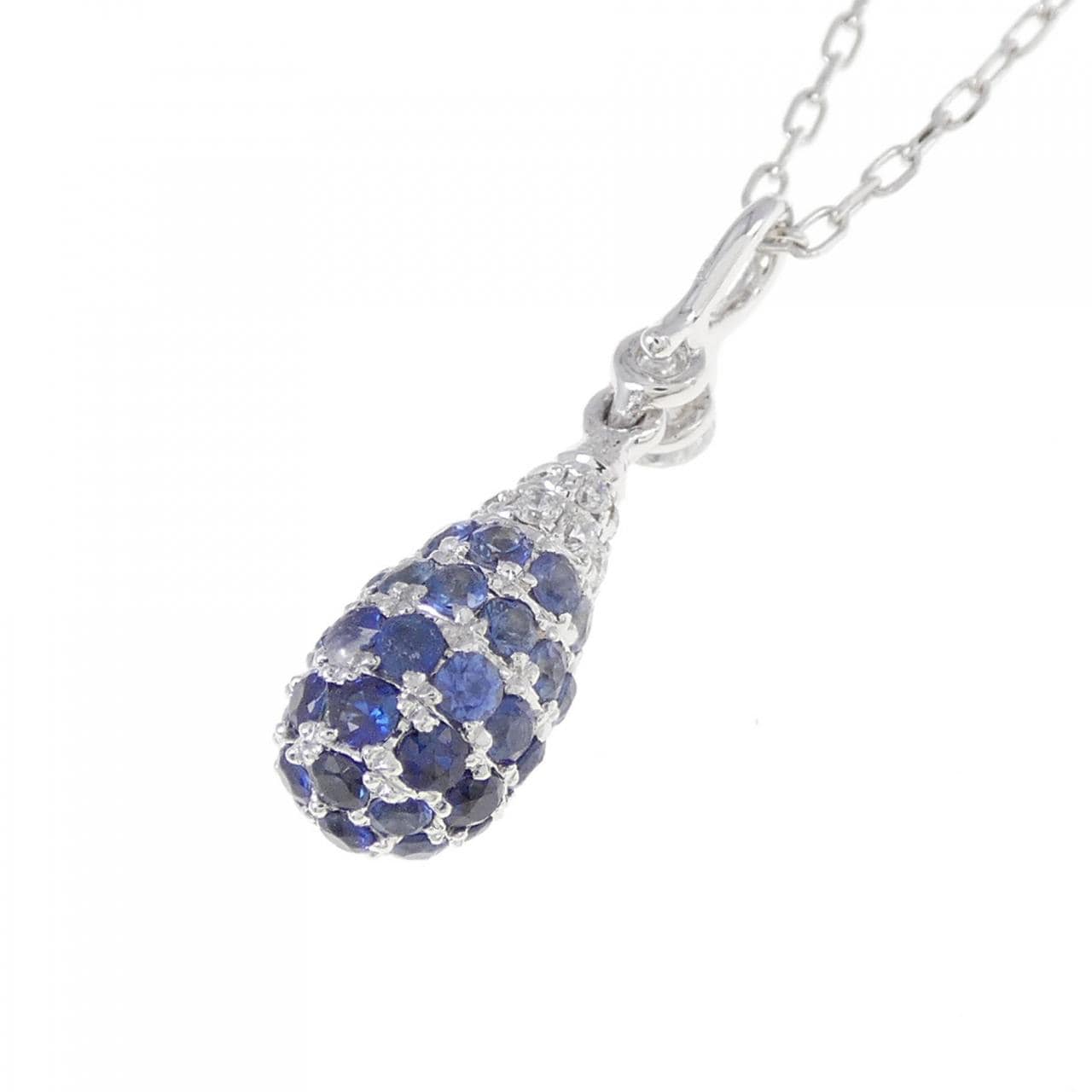 750WG/K18WG Sapphire Necklace 0.64CT