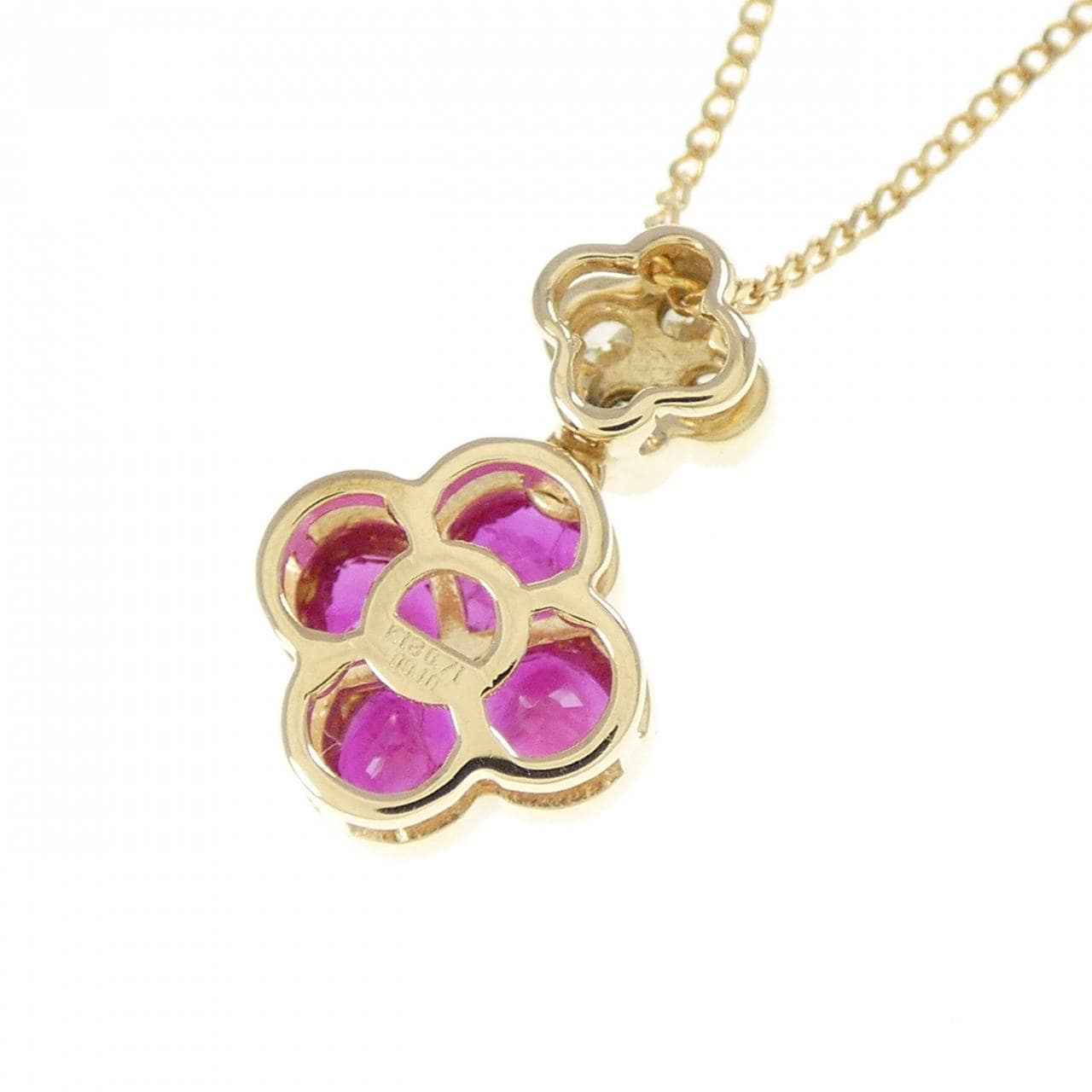 K18YG フラワー ルビー ネックレス 0.71CT