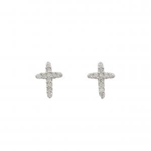PT900 クロス ダイヤモンド ピアス 0.20CT