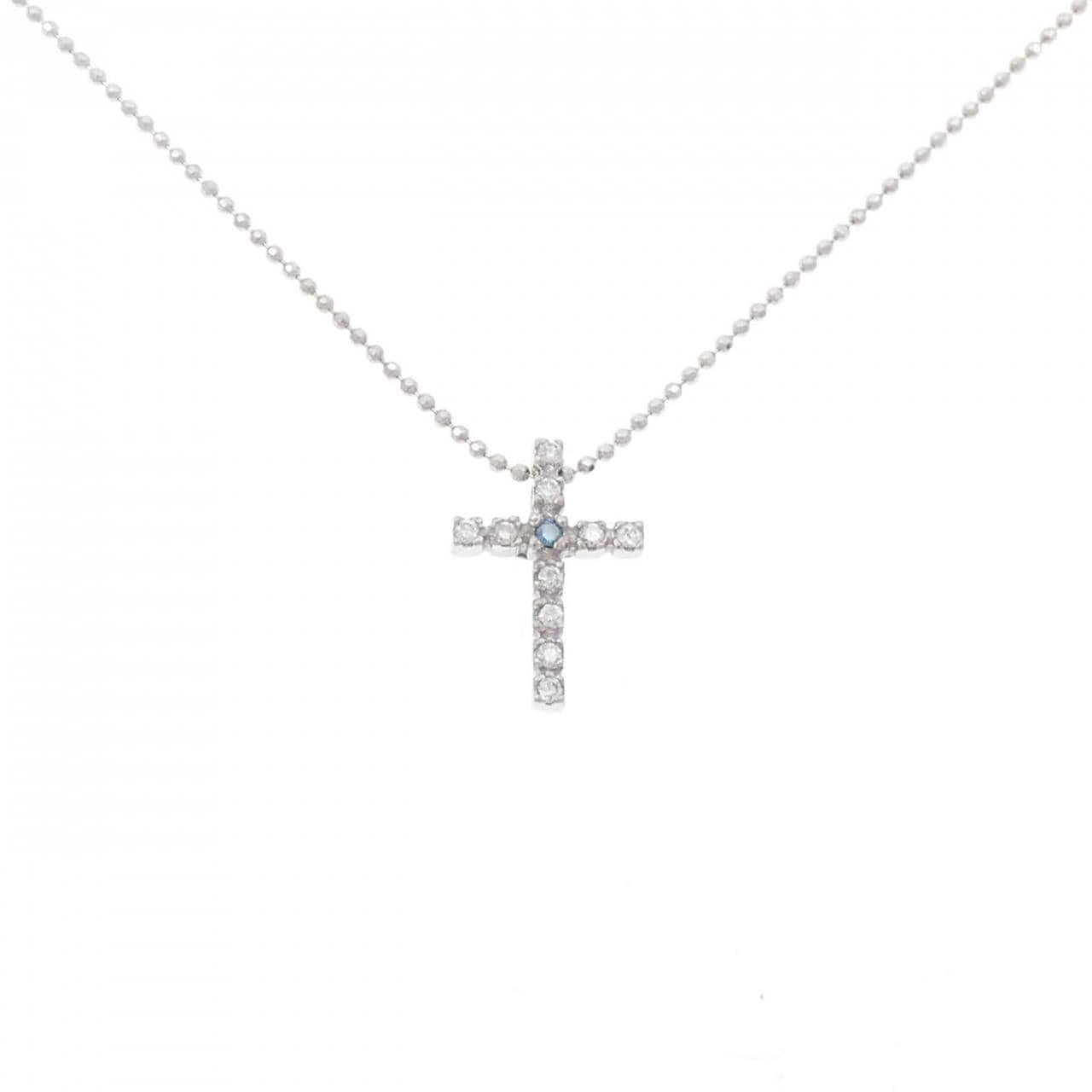 K18WG クロス ダイヤモンド ネックレス 0.10CT