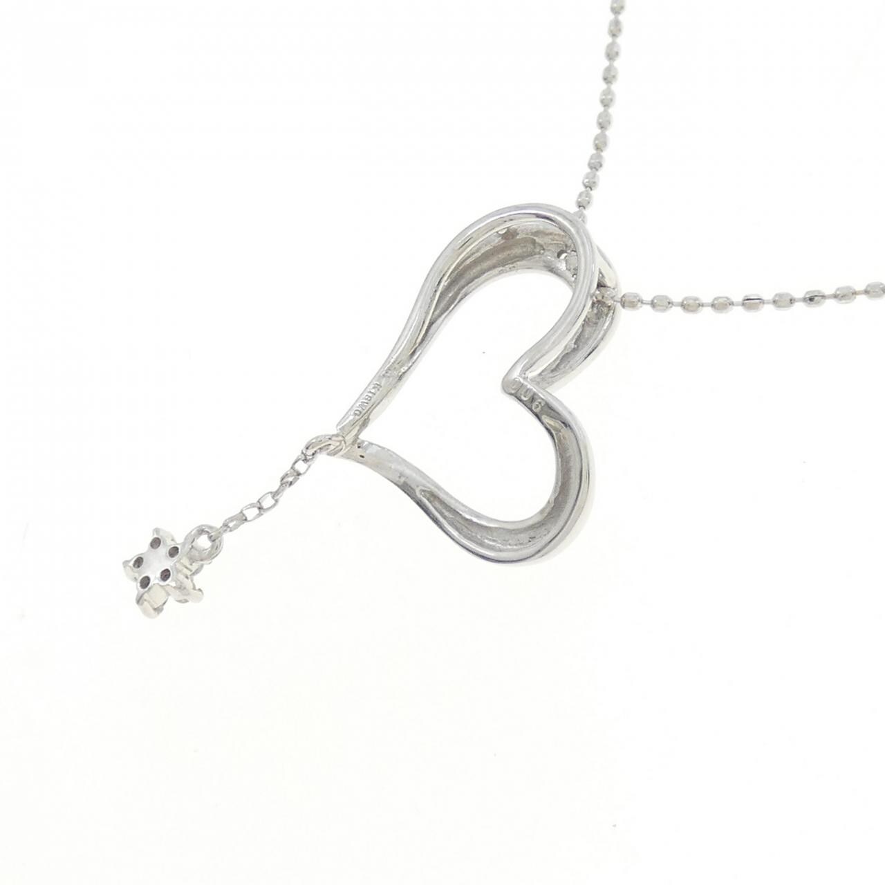 K18WG ハート×スター ダイヤモンド ネックレス 0.06CT
