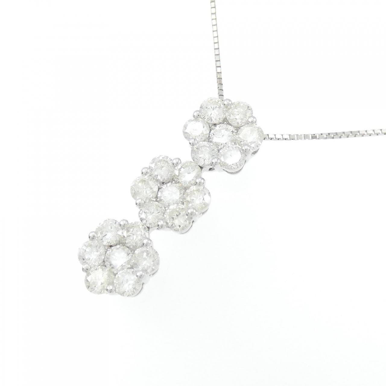 K18WG flower Diamond necklace 2.00CT