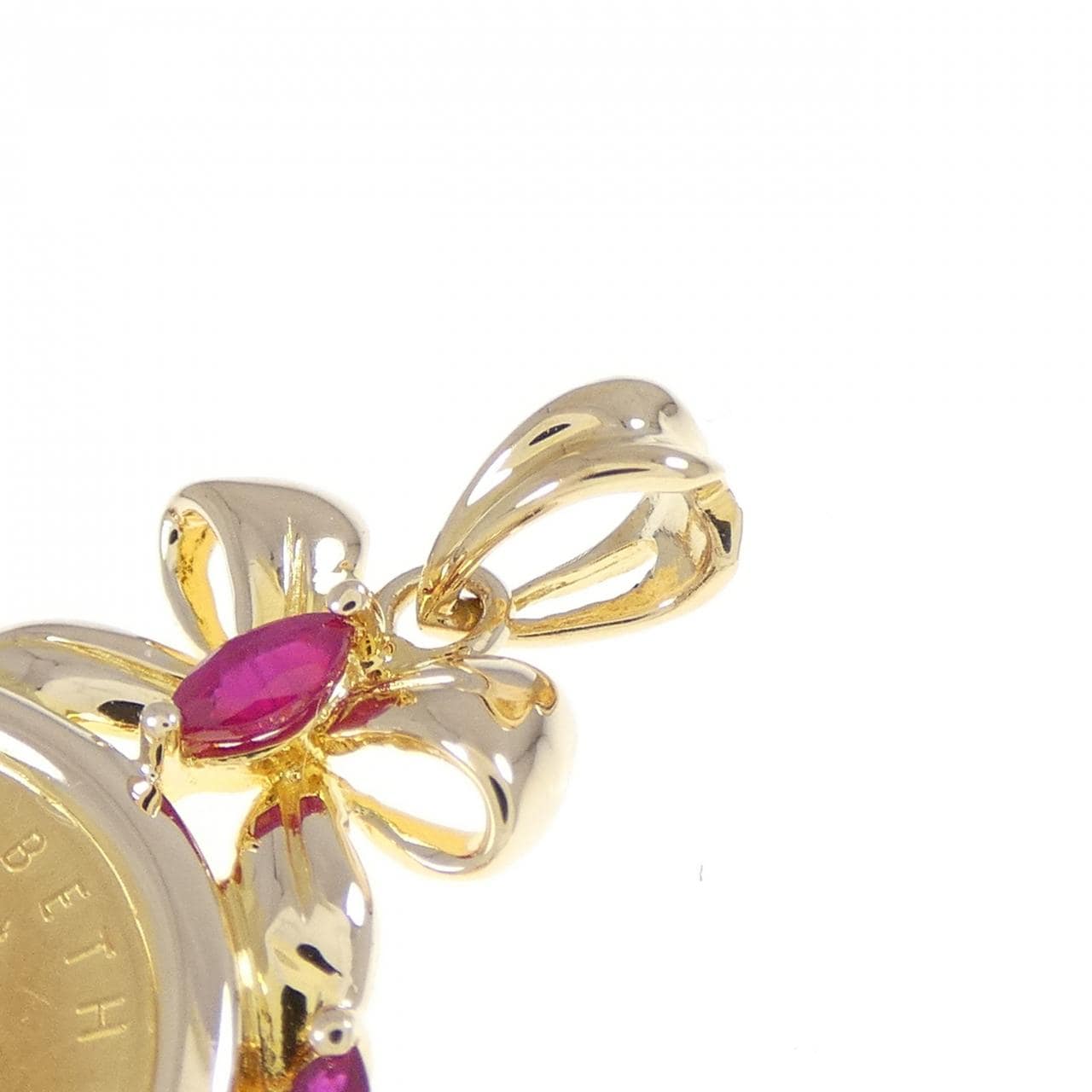 585YG/585WG(枠) ルビー コイン ペンダント