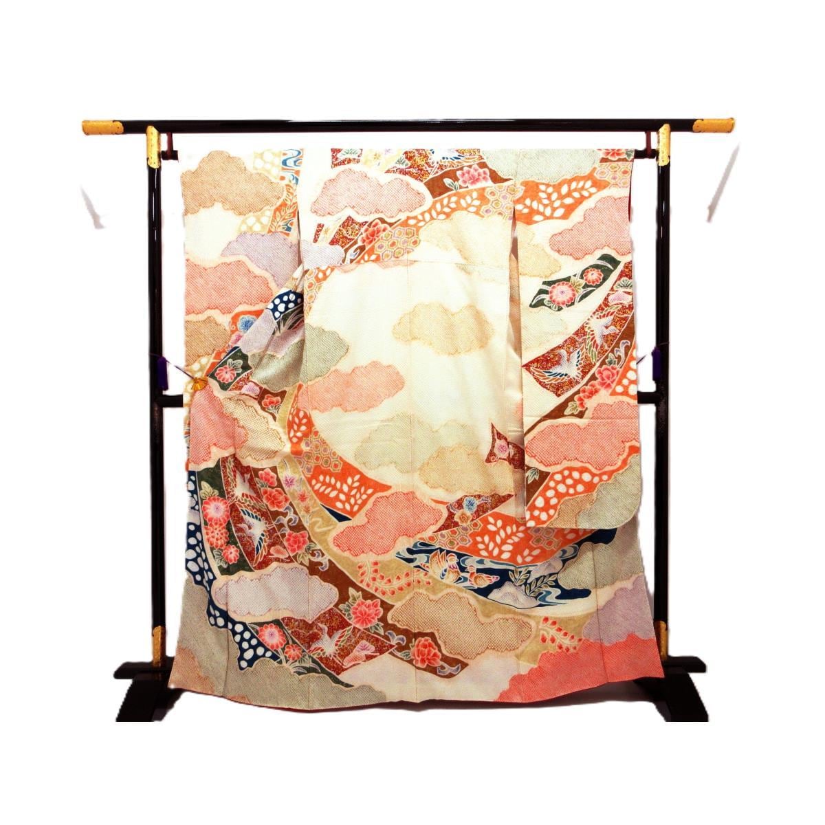 Furisode, all-over tie-dye, gold-leaf finish