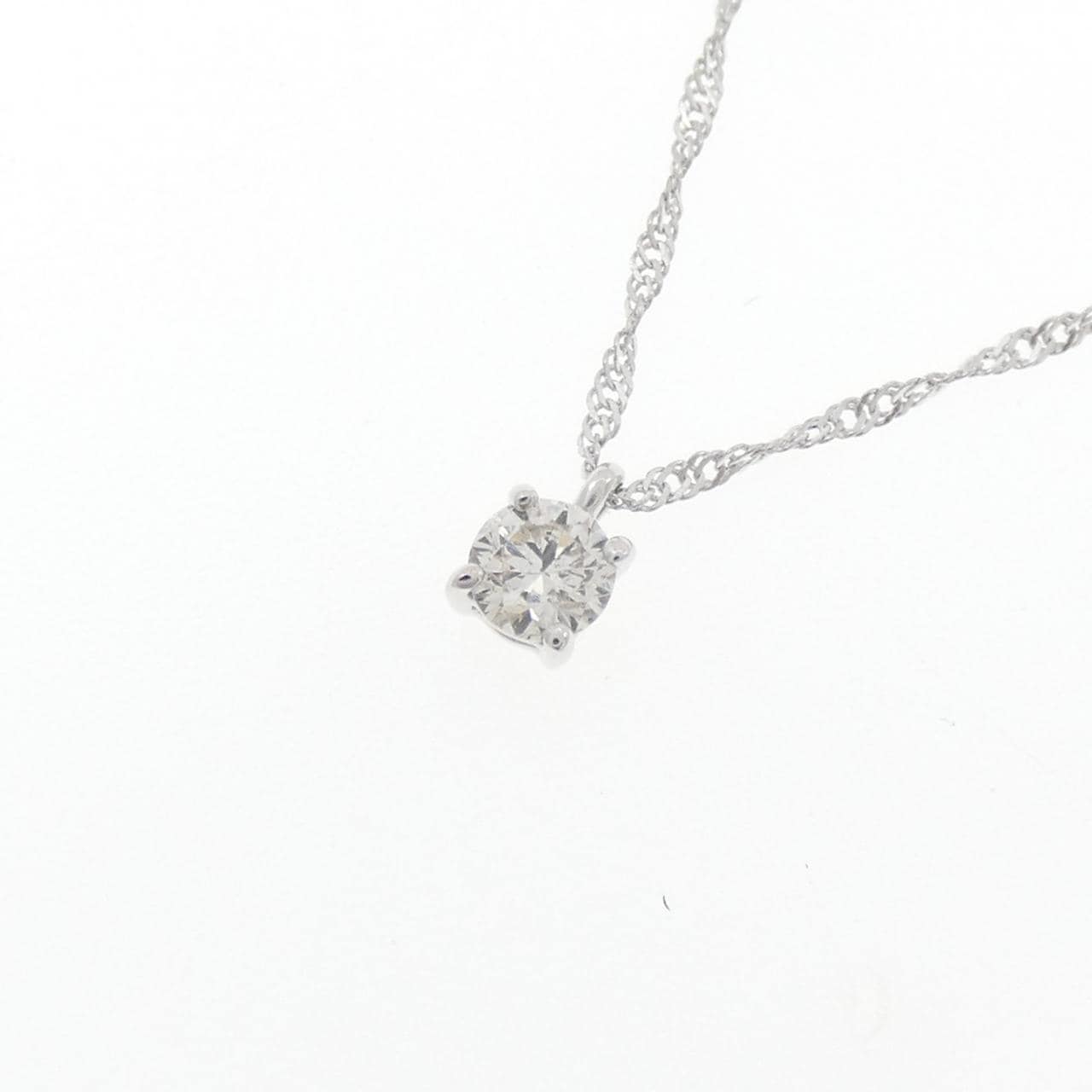 K18WG ソリティア ダイヤモンド ネックレス 0.15CT